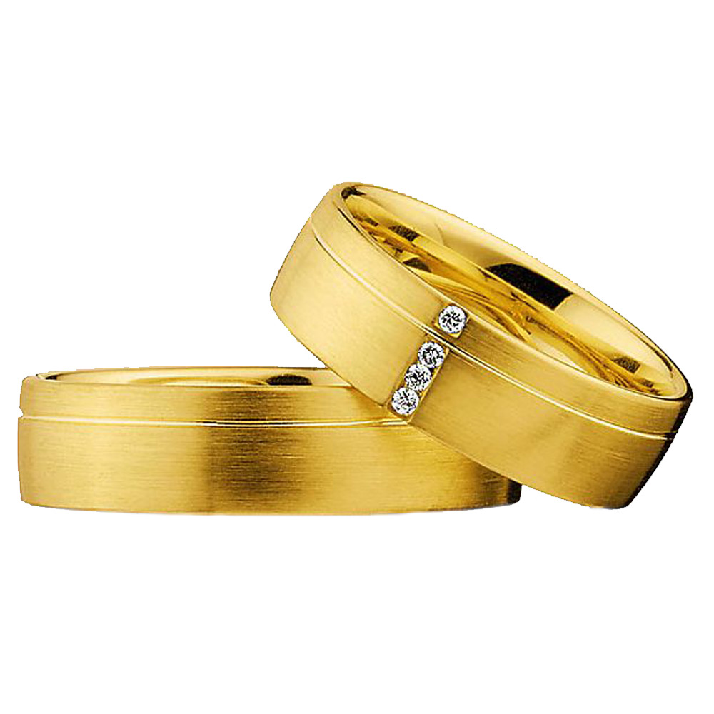 Gelbgold-Trauringe mit 4 Brillianten Gelbgold-Trauringe mit 4 Brillianten